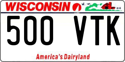 WI license plate 500VTK
