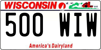 WI license plate 500WIW