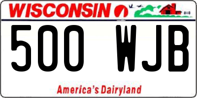 WI license plate 500WJB