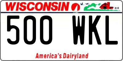 WI license plate 500WKL