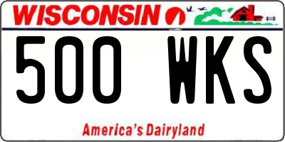 WI license plate 500WKS