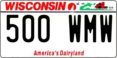 WI license plate 500WMW