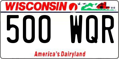 WI license plate 500WQR