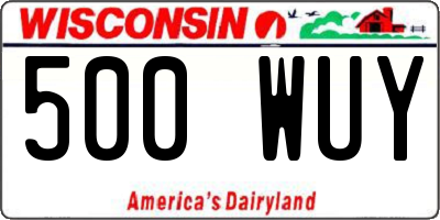 WI license plate 500WUY