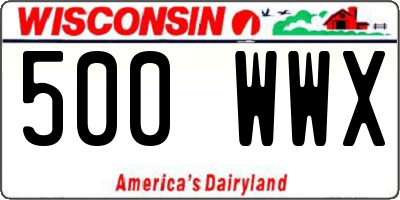 WI license plate 500WWX