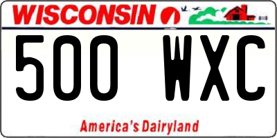 WI license plate 500WXC