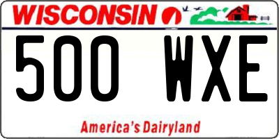 WI license plate 500WXE