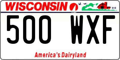 WI license plate 500WXF