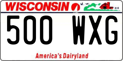 WI license plate 500WXG