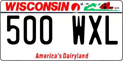 WI license plate 500WXL