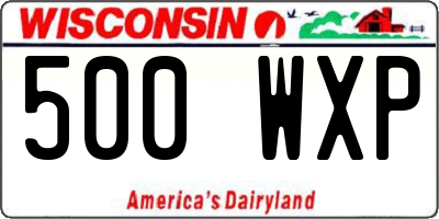 WI license plate 500WXP