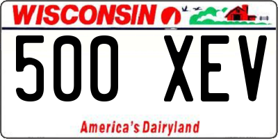 WI license plate 500XEV
