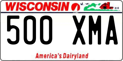 WI license plate 500XMA