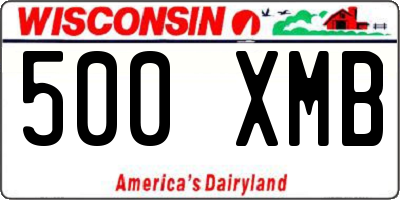WI license plate 500XMB