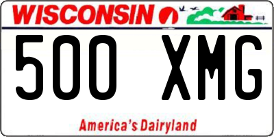 WI license plate 500XMG