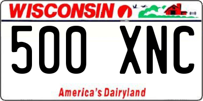 WI license plate 500XNC