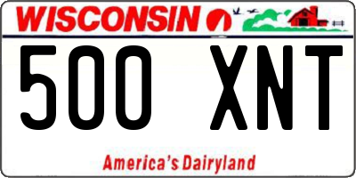 WI license plate 500XNT