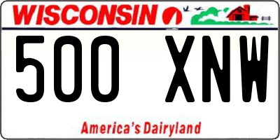 WI license plate 500XNW
