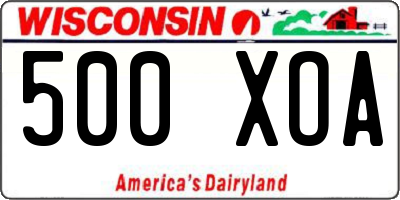WI license plate 500XOA