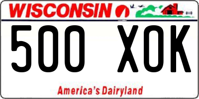 WI license plate 500XOK