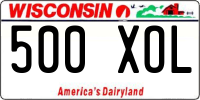 WI license plate 500XOL