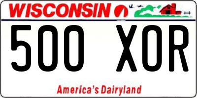 WI license plate 500XOR