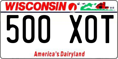 WI license plate 500XOT