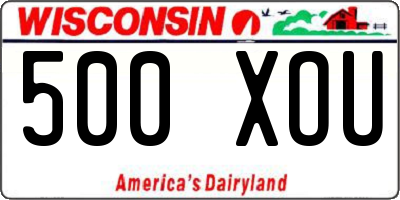 WI license plate 500XOU