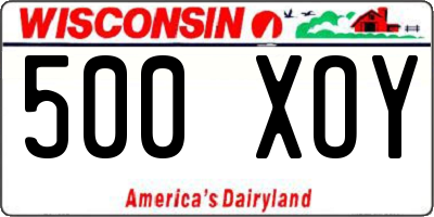 WI license plate 500XOY