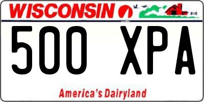 WI license plate 500XPA