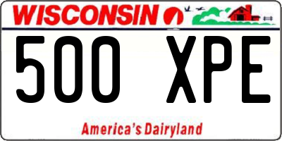 WI license plate 500XPE