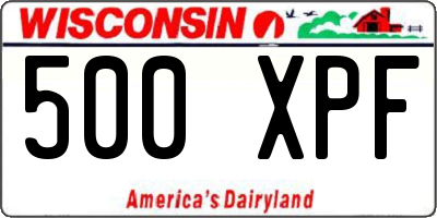 WI license plate 500XPF