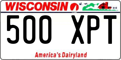 WI license plate 500XPT
