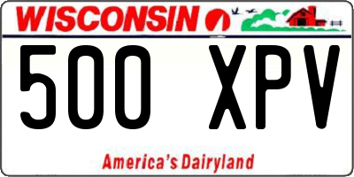 WI license plate 500XPV