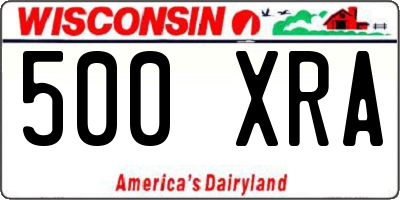 WI license plate 500XRA
