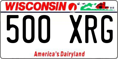WI license plate 500XRG