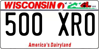 WI license plate 500XRO