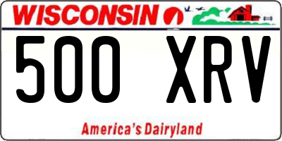 WI license plate 500XRV