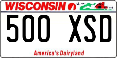 WI license plate 500XSD