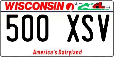 WI license plate 500XSV