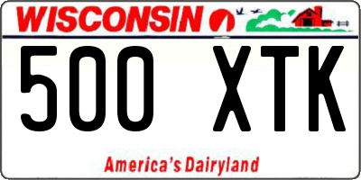 WI license plate 500XTK