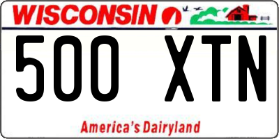 WI license plate 500XTN