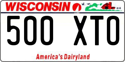 WI license plate 500XTO