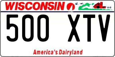WI license plate 500XTV