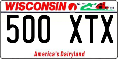 WI license plate 500XTX