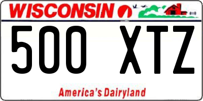 WI license plate 500XTZ