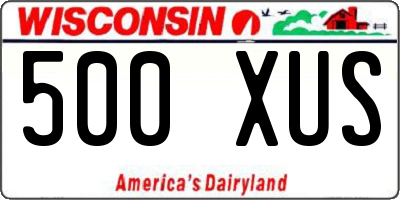 WI license plate 500XUS