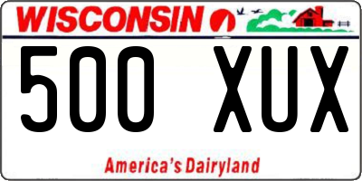 WI license plate 500XUX