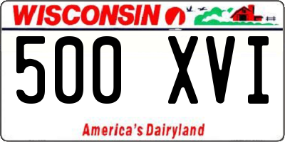 WI license plate 500XVI