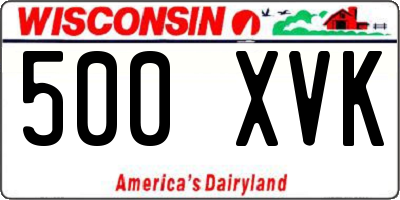 WI license plate 500XVK